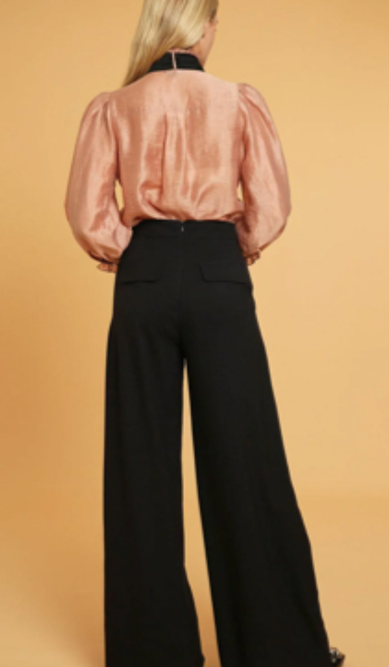 WOMEN'S ZIP UP FRONT POCKETS BUTTONS DETAILED WIDE LEG PANTS