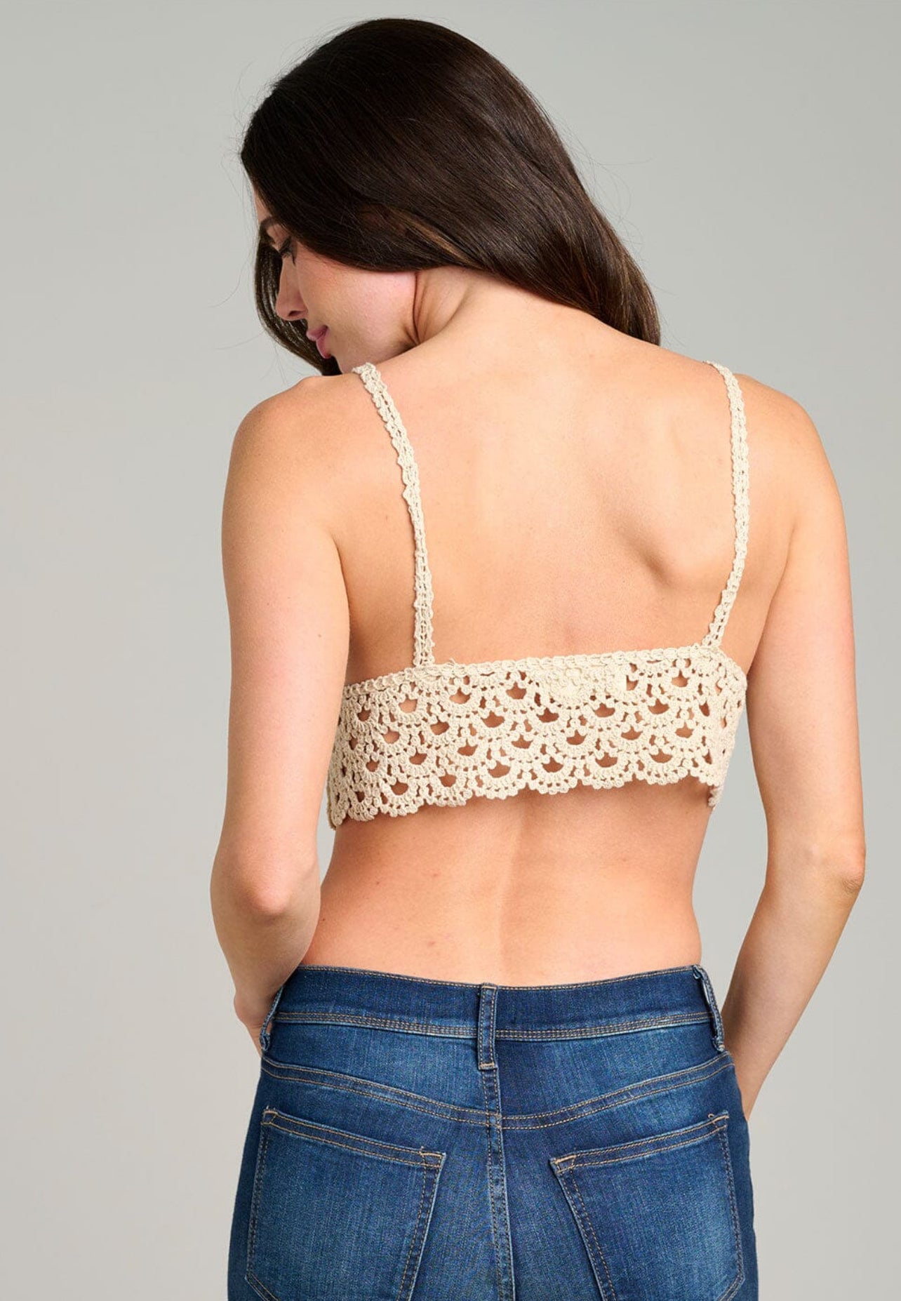 WOMEN'S CROCHET SLEEVELESS V-NECK KNIT CROP TOP