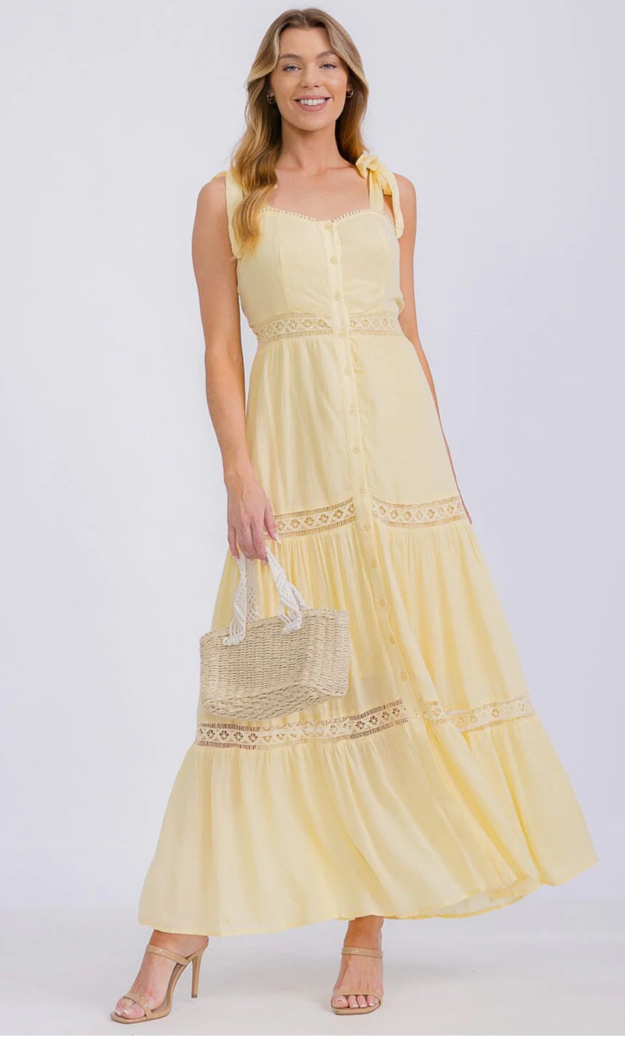 WOMEN’S SLEEVELESS V-NECK TIERED UP MAXI DRESS