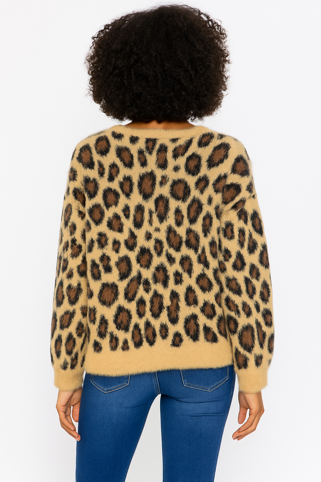 WOMEN'S LONG SLEEVE ANIMAL PRINT PULLOVER SWEATER