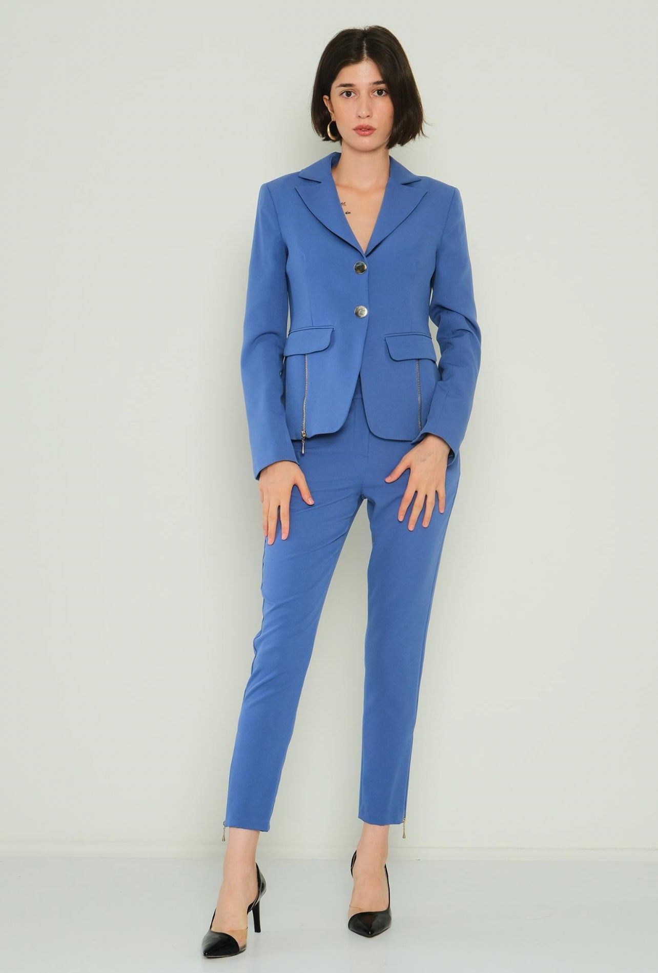 Women Blazer Casual Peak Lapel